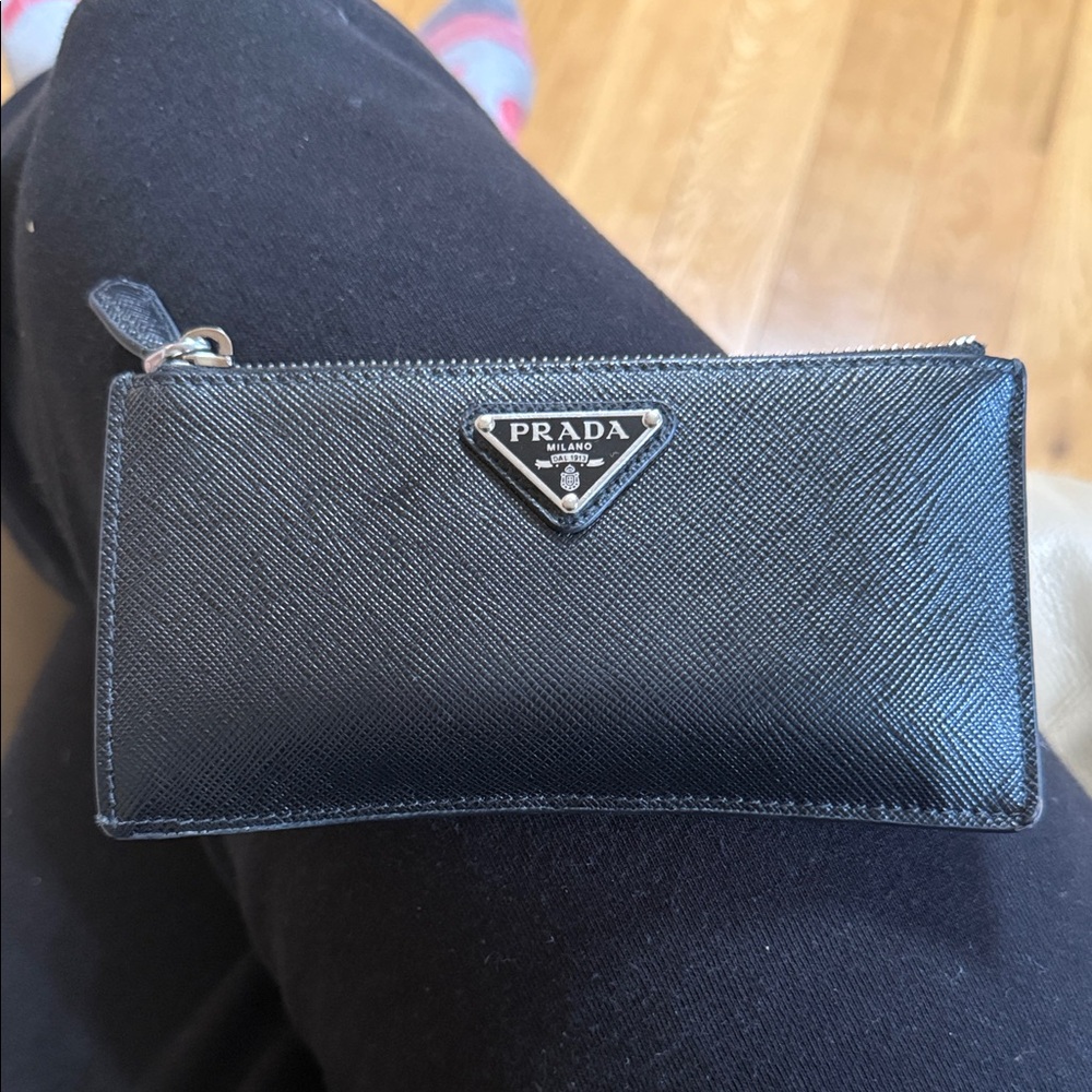 Prada Black saffiano leather card holder